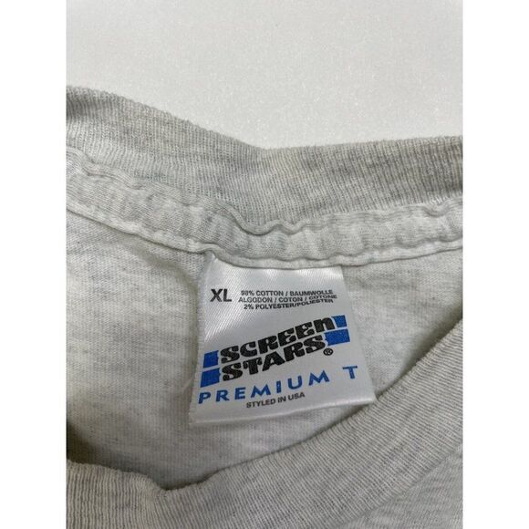 VINTAGE London Embroidered T-shirt Men XL Gray 90s Single Stitch - Picture 7 of 8